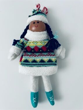 Target Plush Winter Doll in Teal & Multicolor Knit Outfit -
